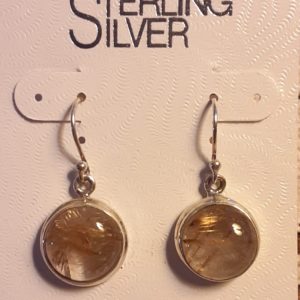 Sterling Silver Rutilated Quartz Earrings – Gold Colored Rutiles