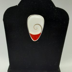 Sterling Silver Seashell and Red Jasper Pendant