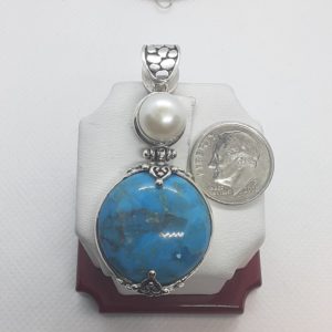Sterling Silver Turquoise and Pearl Pendant
