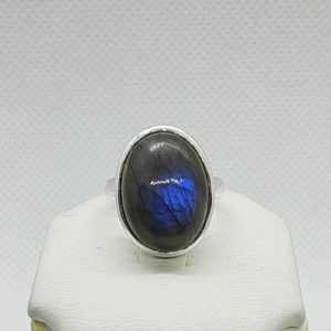 Sterling Silver Oval Labradorite Ring Size 6