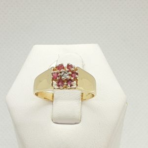 14k Yellow Gold Ruby and Diamond Ring Size 8