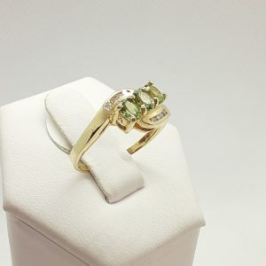 10k Yellow Gold Prasialite (Green Amethyst) and Diamond Ring Size 6